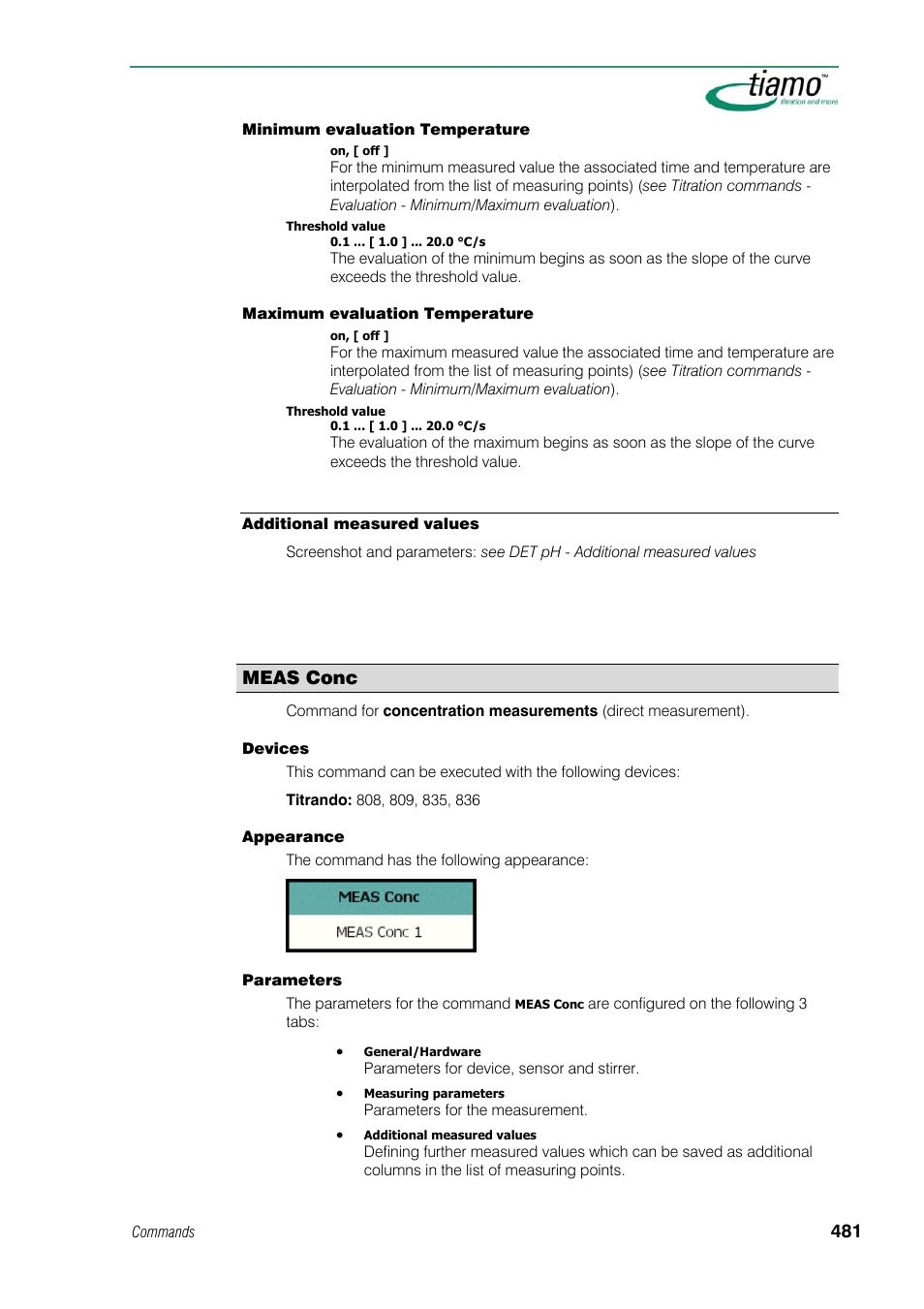 Additional measured values, Meas conc | Metrohm tiamo 1.1 Manual User Manual | Page 509 / 838