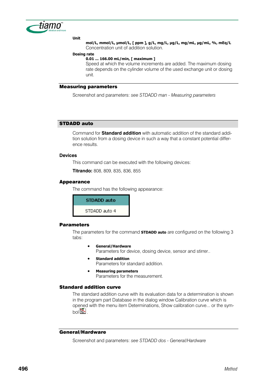 Measuring parameters, Stdadd auto, General/hardware | Metrohm tiamo 1.1 Manual User Manual | Page 524 / 838