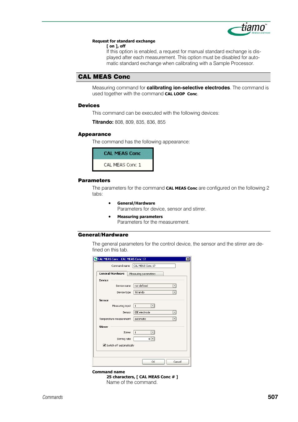 Cal meas conc, General/hardware | Metrohm tiamo 1.1 Manual User Manual | Page 535 / 838