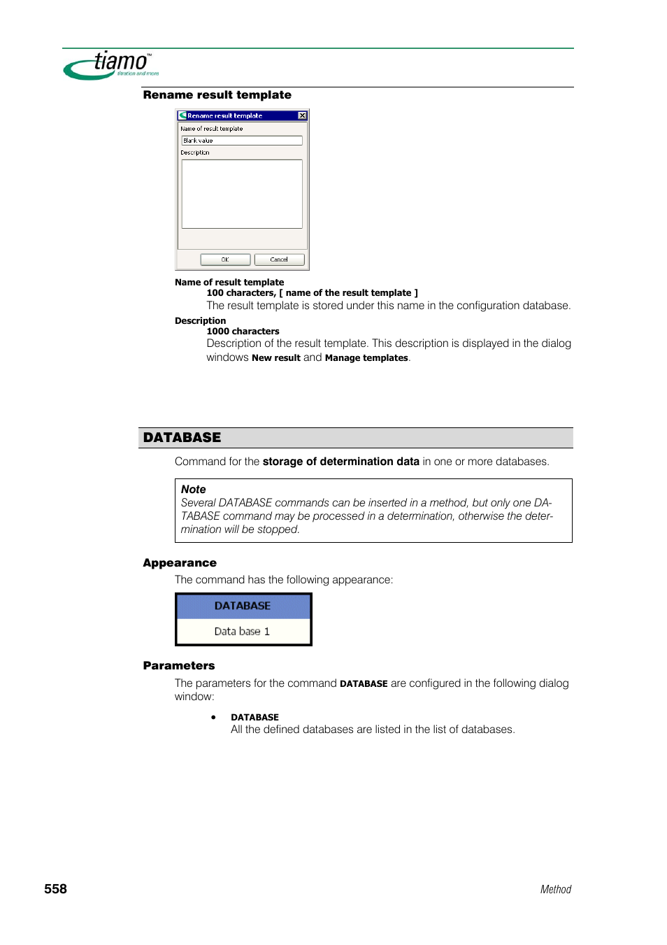 Rename result template, Database | Metrohm tiamo 1.1 Manual User Manual | Page 586 / 838