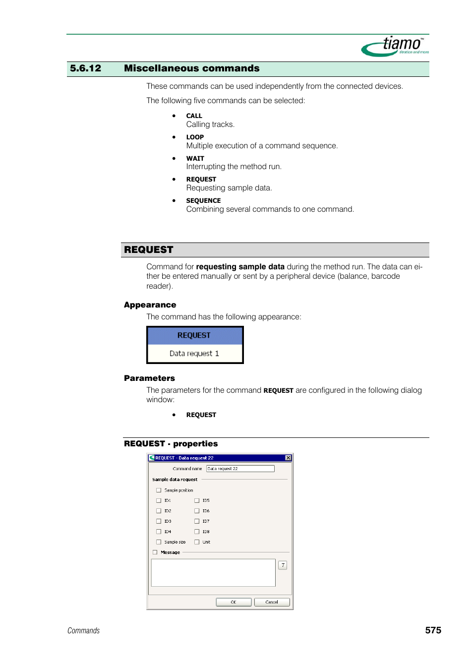 12 miscellaneous commands, Request, Request - properties | Metrohm tiamo 1.1 Manual User Manual | Page 603 / 838