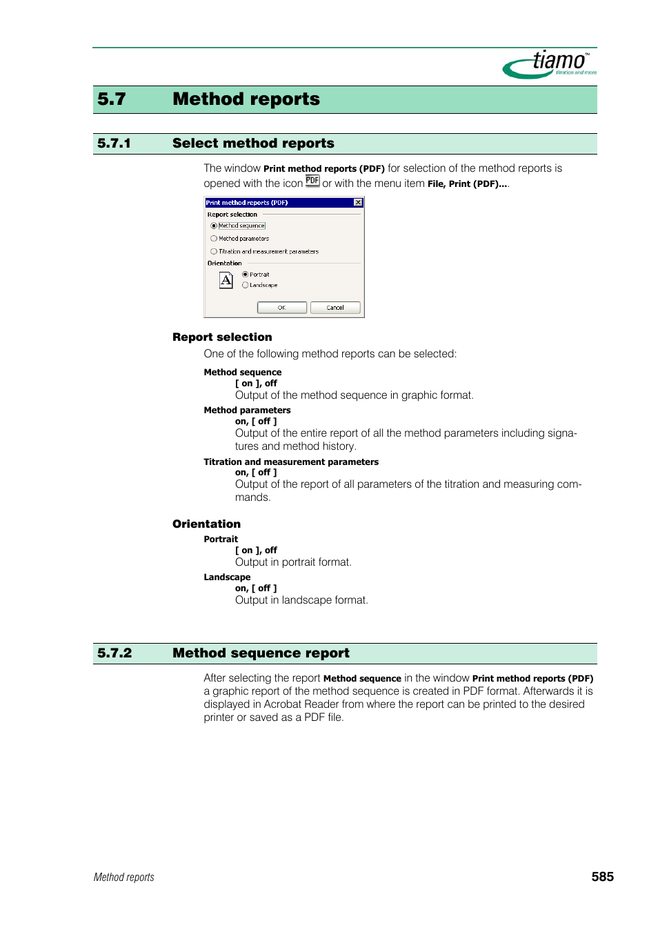 7 method reports, 1 select method reports, 2 method sequence report | Metrohm tiamo 1.1 Manual User Manual | Page 613 / 838