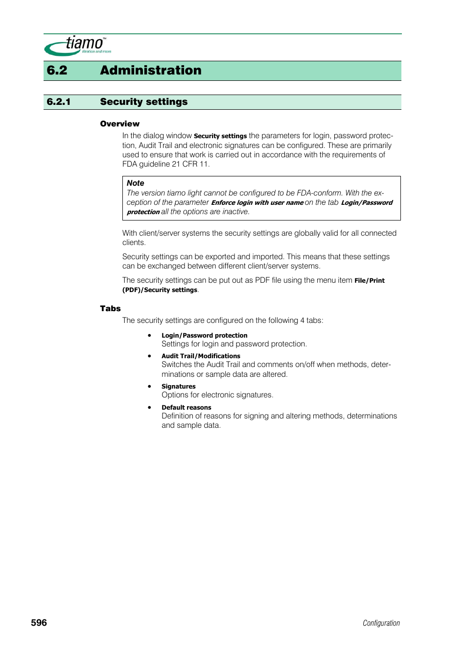 2 administration, 1 security settings | Metrohm tiamo 1.1 Manual User Manual | Page 624 / 838