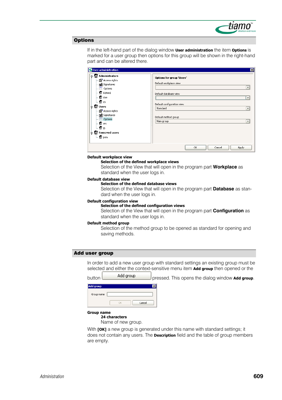 Options, Add user group | Metrohm tiamo 1.1 Manual User Manual | Page 637 / 838