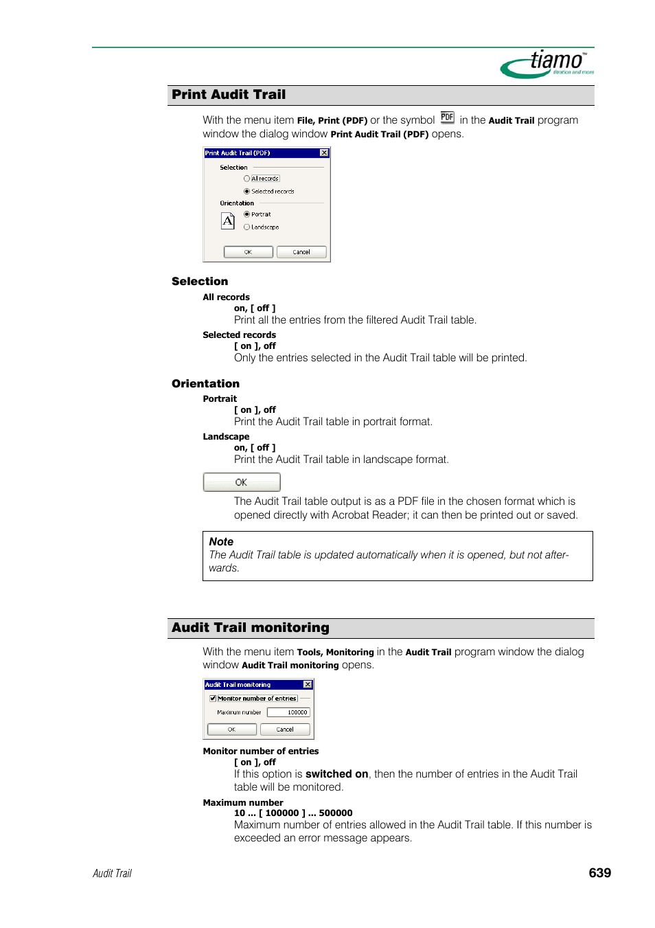 Print audit trail, Audit trail monitoring | Metrohm tiamo 1.1 Manual User Manual | Page 667 / 838