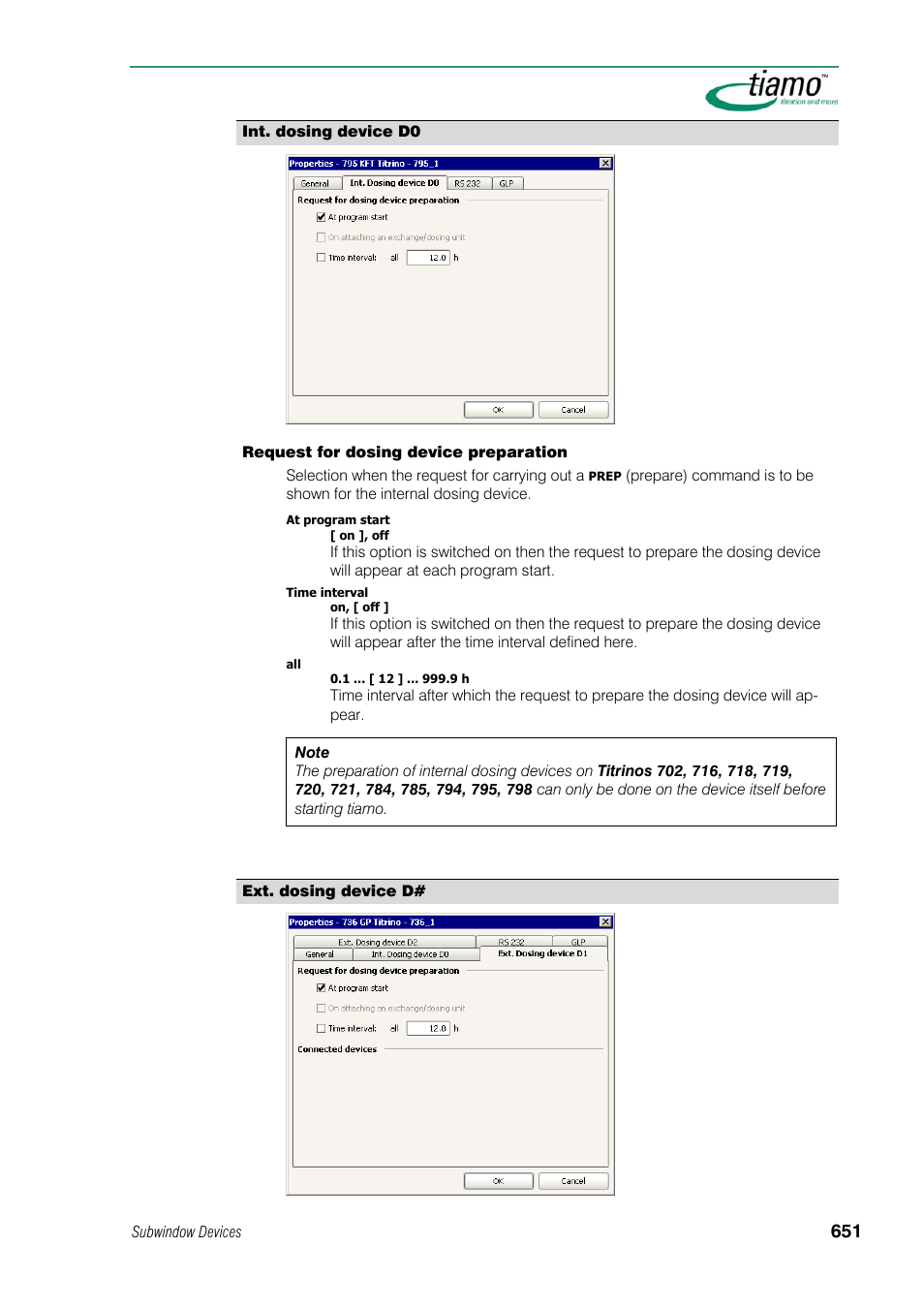 Int. dosing device d0, Ext. dosing device d | Metrohm tiamo 1.1 Manual User Manual | Page 679 / 838