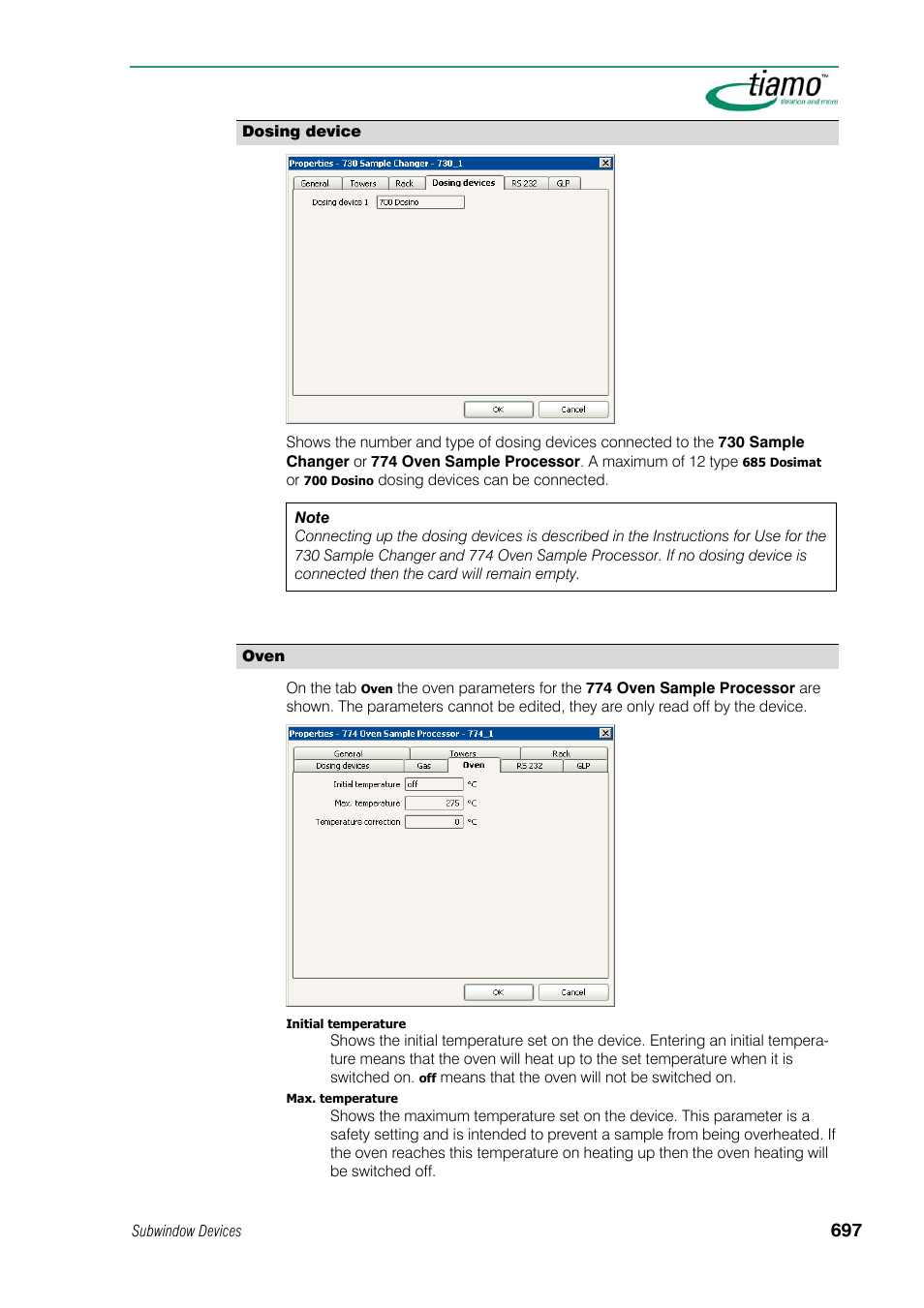 Dosing device, Oven | Metrohm tiamo 1.1 Manual User Manual | Page 725 / 838