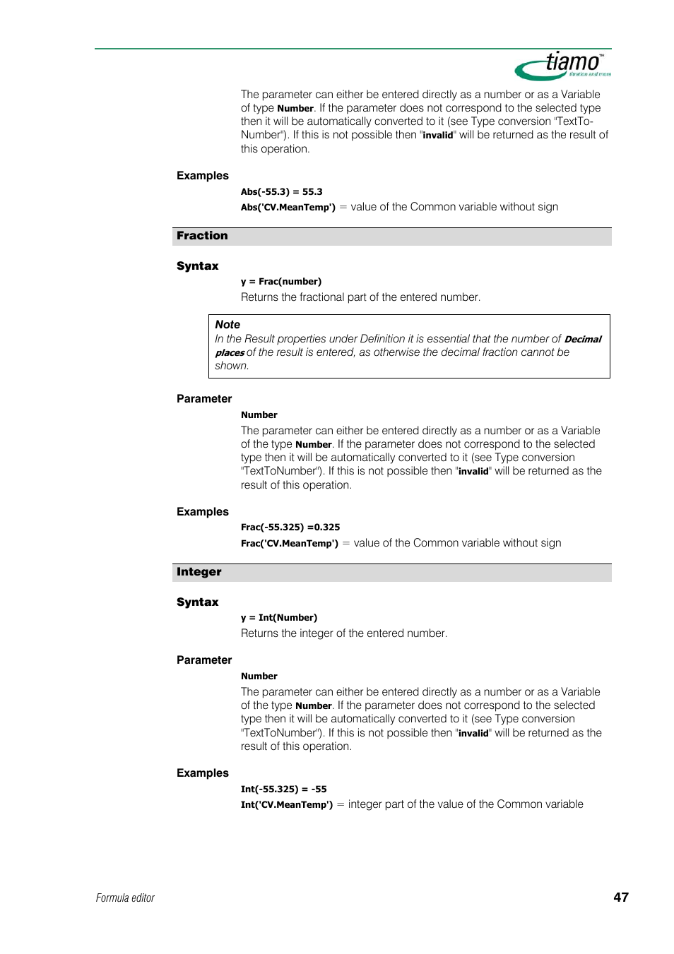 Fraction, Integer | Metrohm tiamo 1.1 Manual User Manual | Page 75 / 838