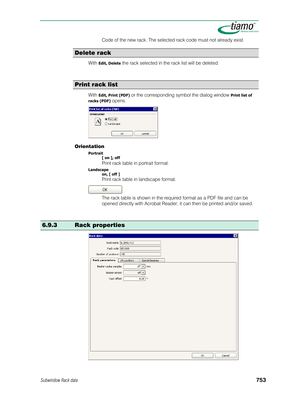 Delete rack, Print rack list, 3 rack properties | Metrohm tiamo 1.1 Manual User Manual | Page 781 / 838