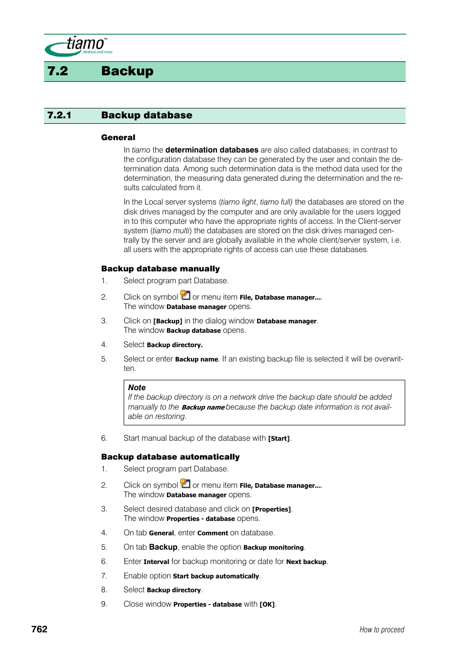 2 backup, 1 backup database | Metrohm tiamo 1.1 Manual User Manual | Page 790 / 838