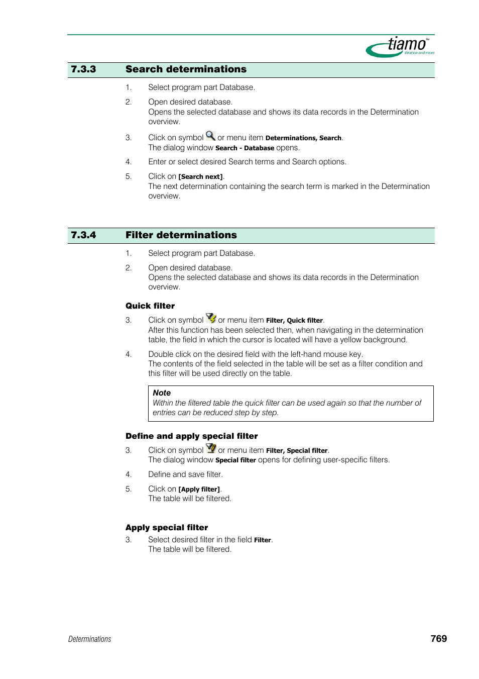 3 search determinations, 4 filter determinations | Metrohm tiamo 1.1 Manual User Manual | Page 797 / 838