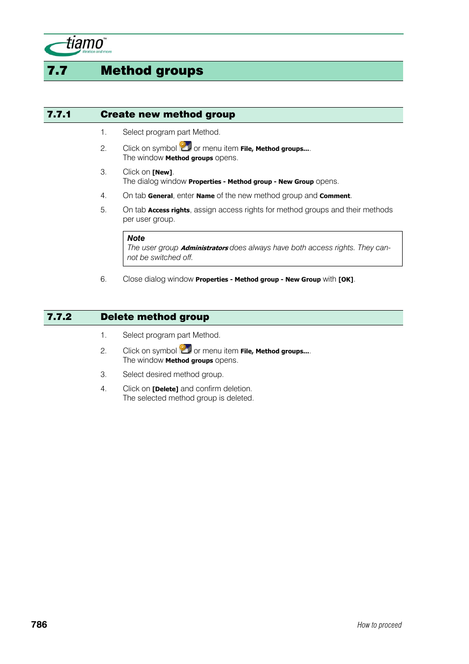 7 method groups, 1 create new method group, 2 delete method group | Metrohm tiamo 1.1 Manual User Manual | Page 814 / 838