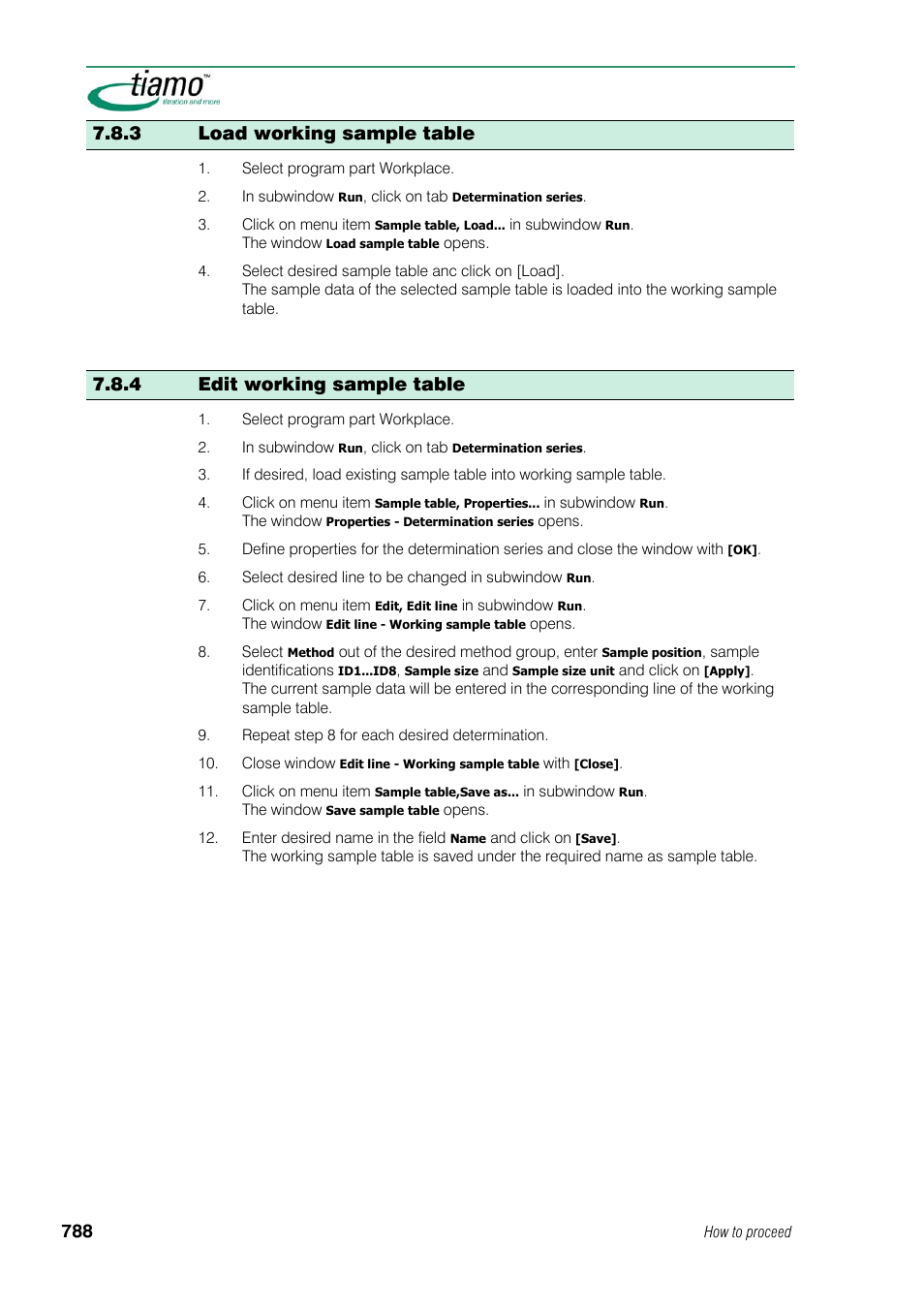 3 load working sample table, 4 edit working sample table | Metrohm tiamo 1.1 Manual User Manual | Page 816 / 838