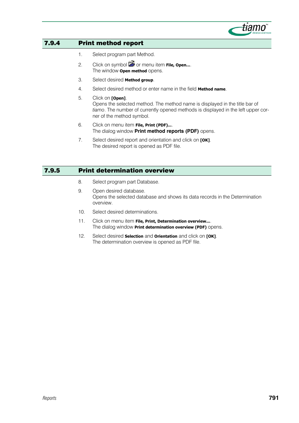 4 print method report, 5 print determination overview | Metrohm tiamo 1.1 Manual User Manual | Page 819 / 838