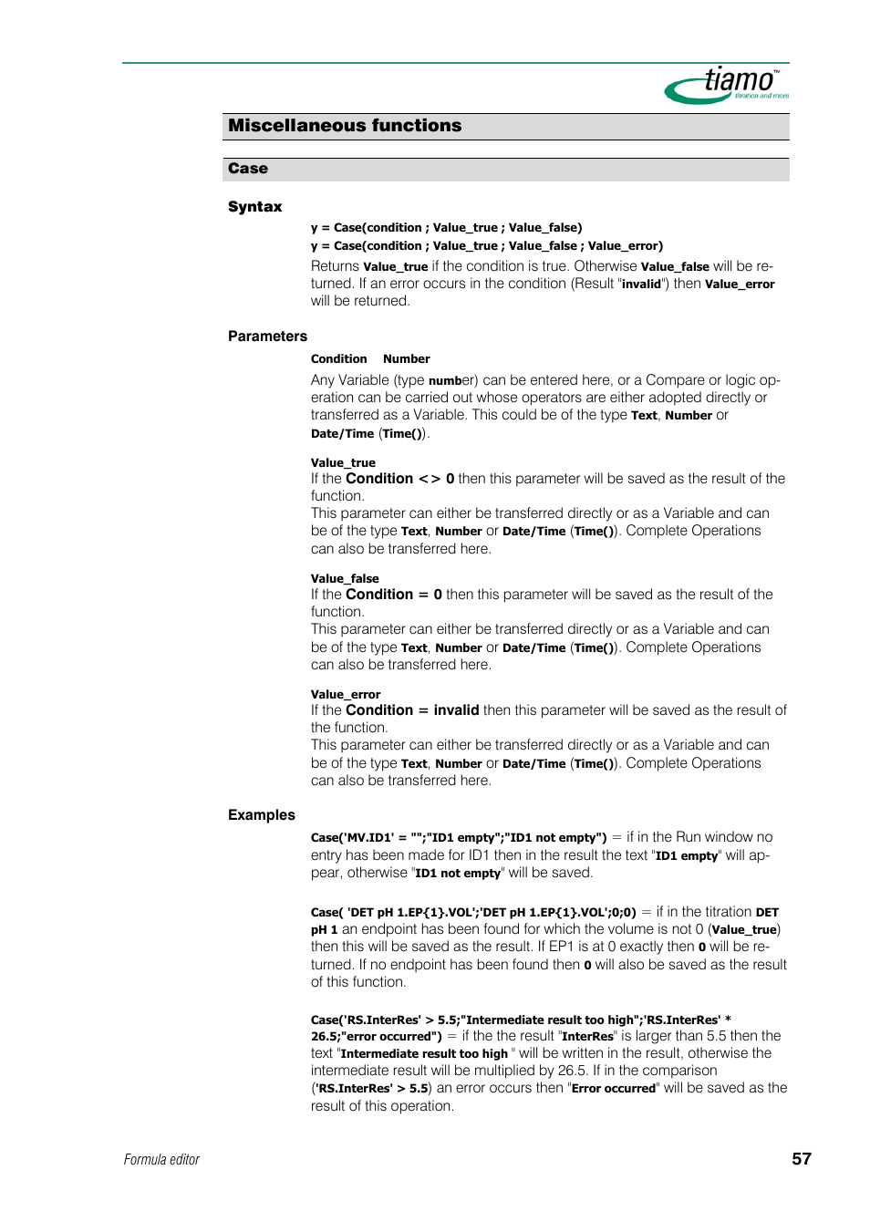 Miscellaneous functions, Case | Metrohm tiamo 1.1 Manual User Manual | Page 85 / 838