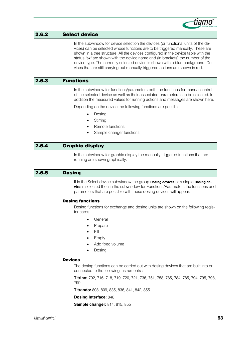 2 select device, 3 functions, 4 graphic display | 5 dosing | Metrohm tiamo 1.1 Manual User Manual | Page 91 / 838