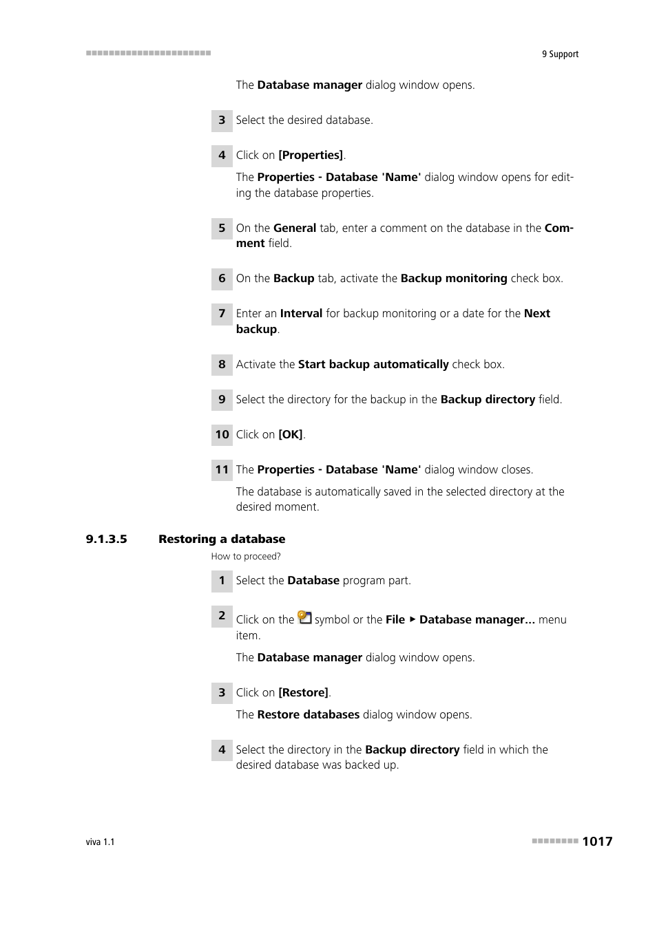 5 restoring a database | Metrohm viva 1.1 User Manual | Page 1029 / 1085