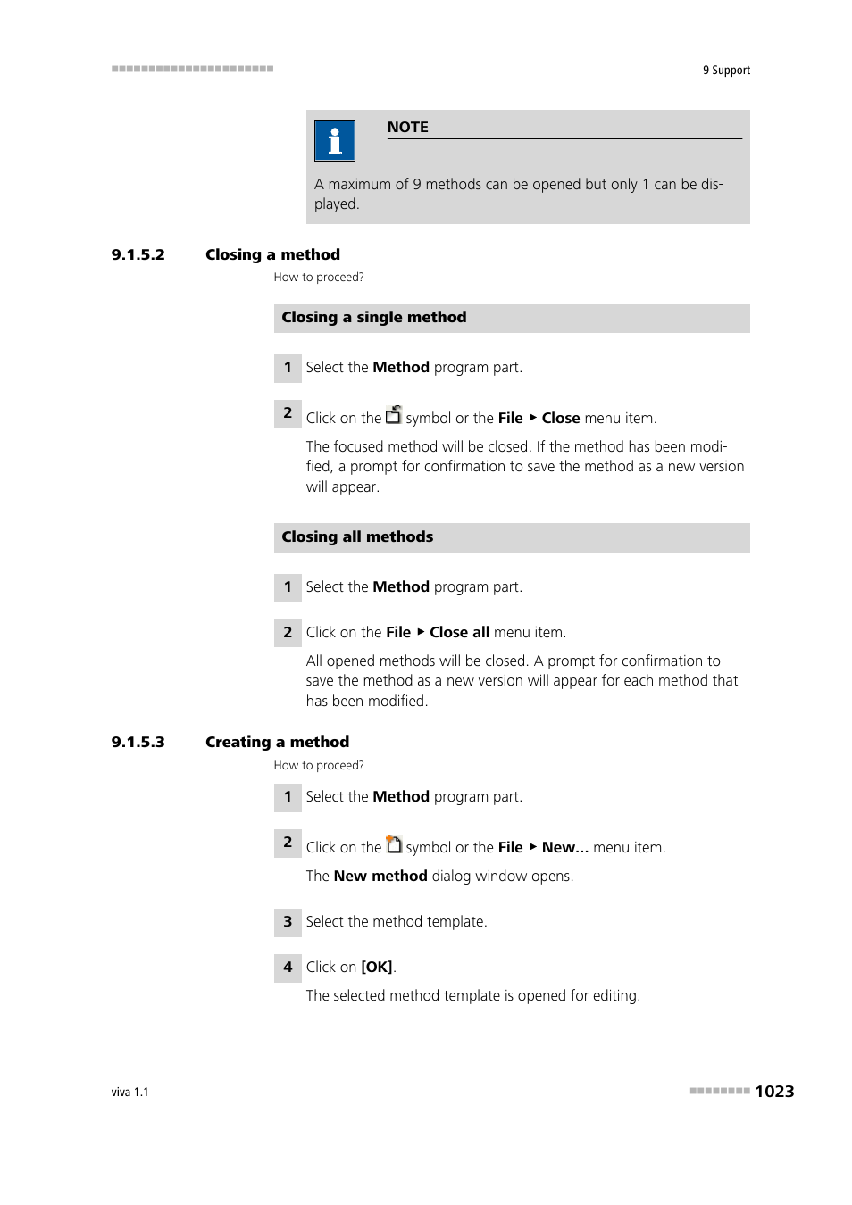 2 closing a method, 3 creating a method | Metrohm viva 1.1 User Manual | Page 1035 / 1085