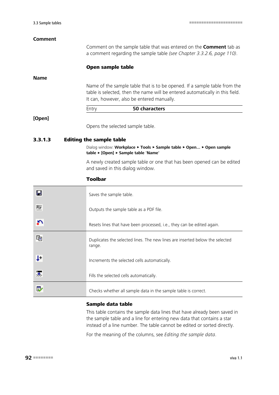 3 editing the sample table, Editing a sample table | Metrohm viva 1.1 User Manual | Page 104 / 1085