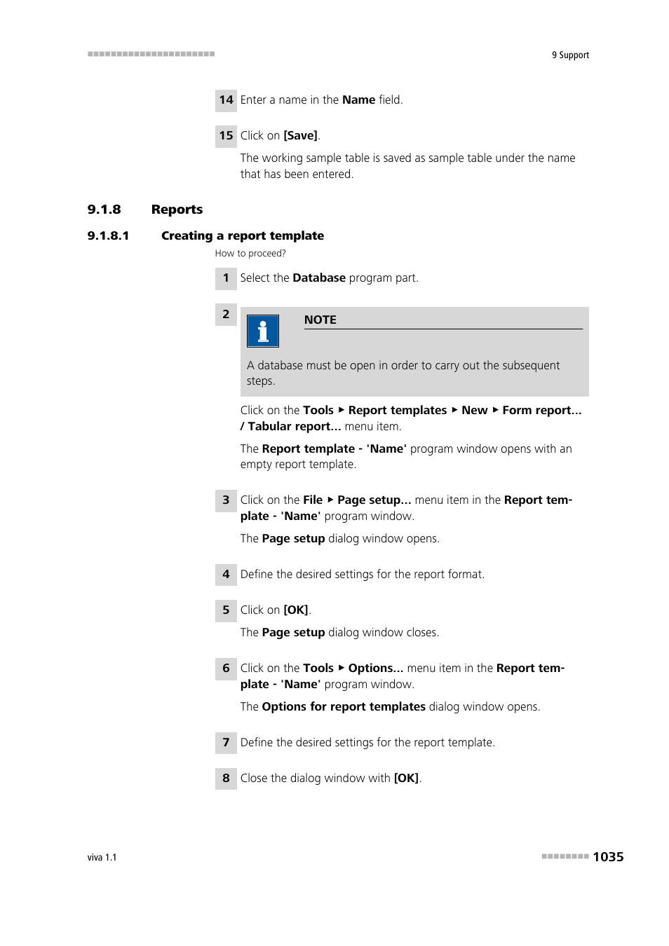 8 reports, 1 creating a report template, Reports 5 | Metrohm viva 1.1 User Manual | Page 1047 / 1085