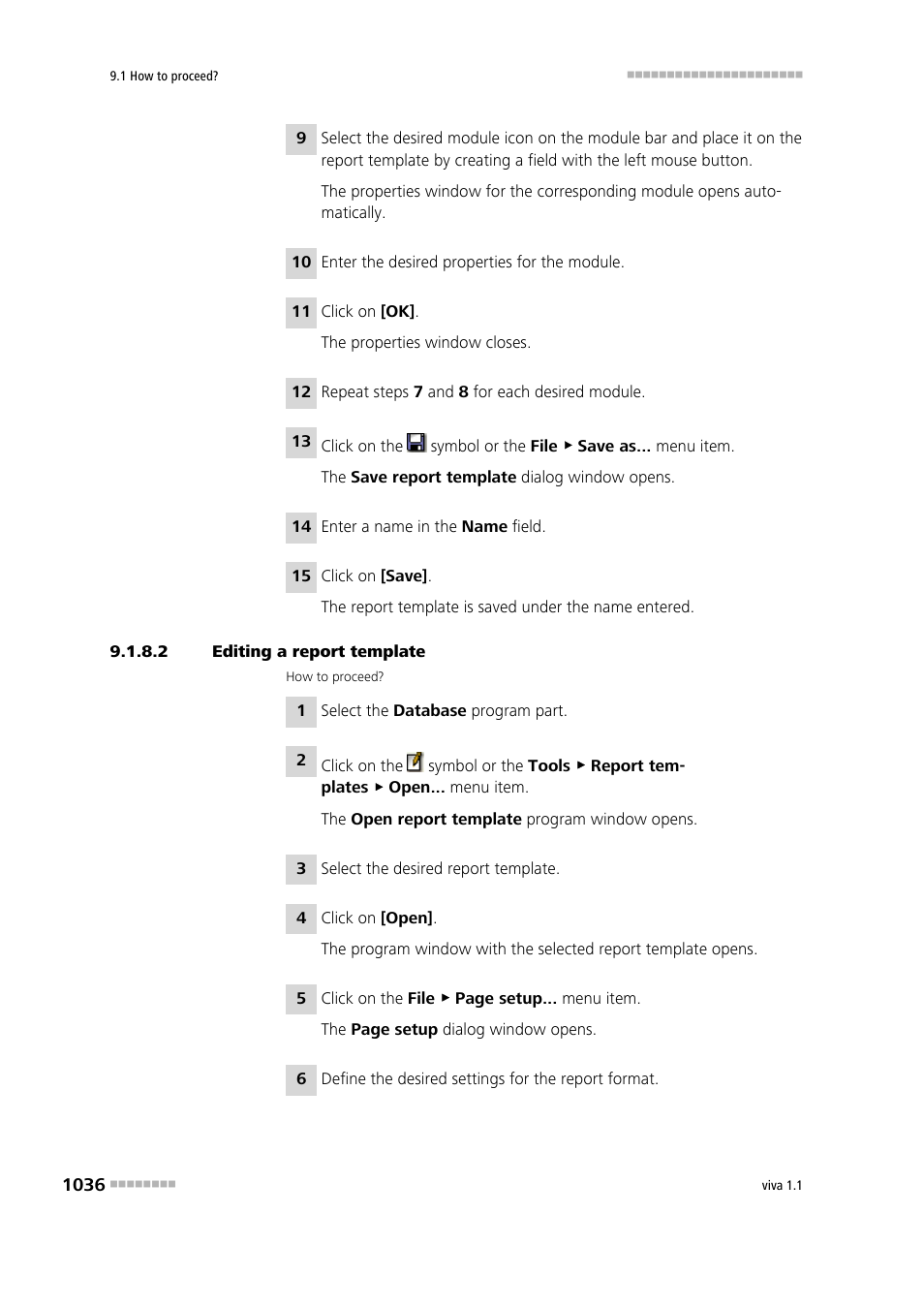 2 editing a report template | Metrohm viva 1.1 User Manual | Page 1048 / 1085