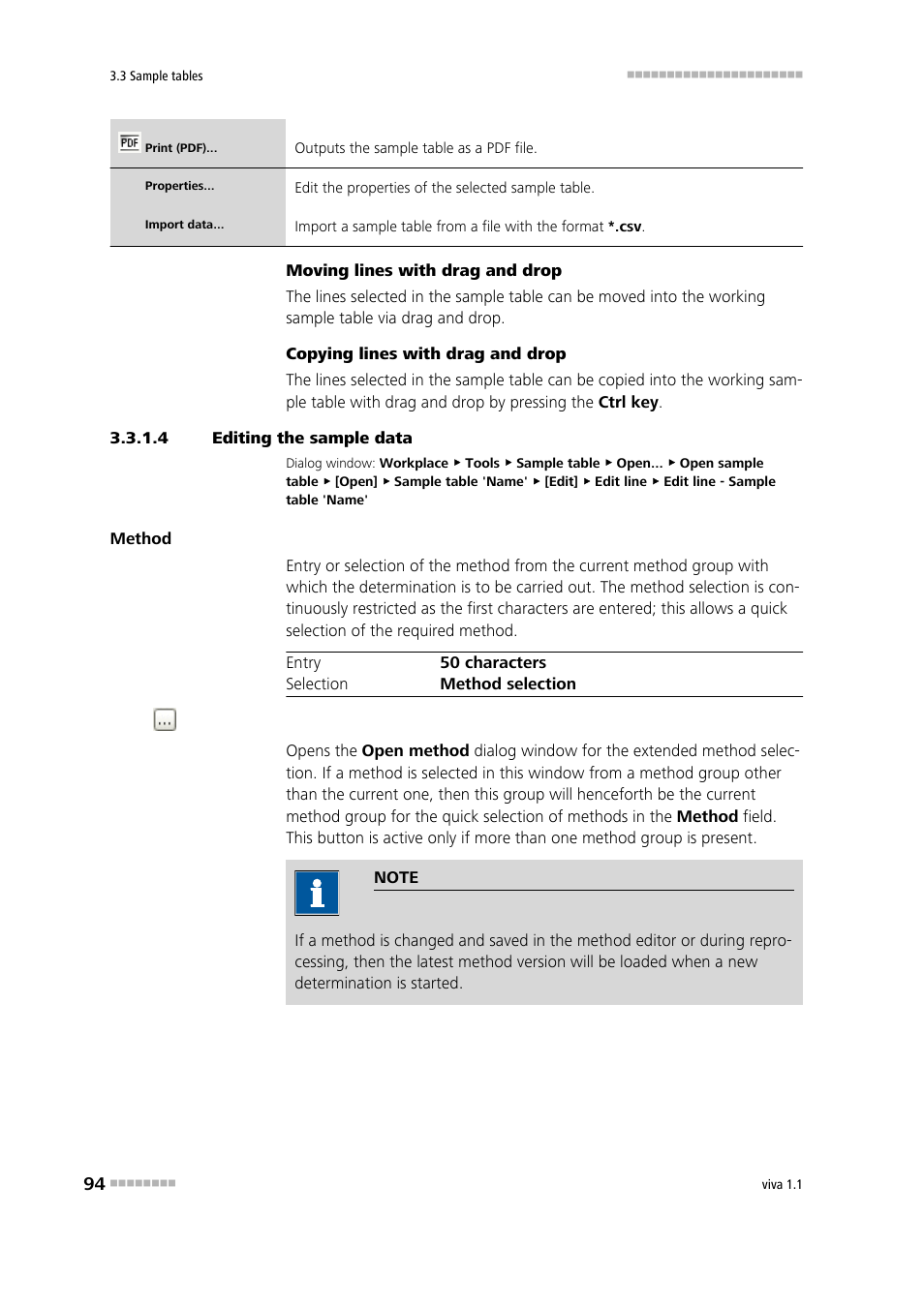 4 editing the sample data, Editing sample data | Metrohm viva 1.1 User Manual | Page 106 / 1085