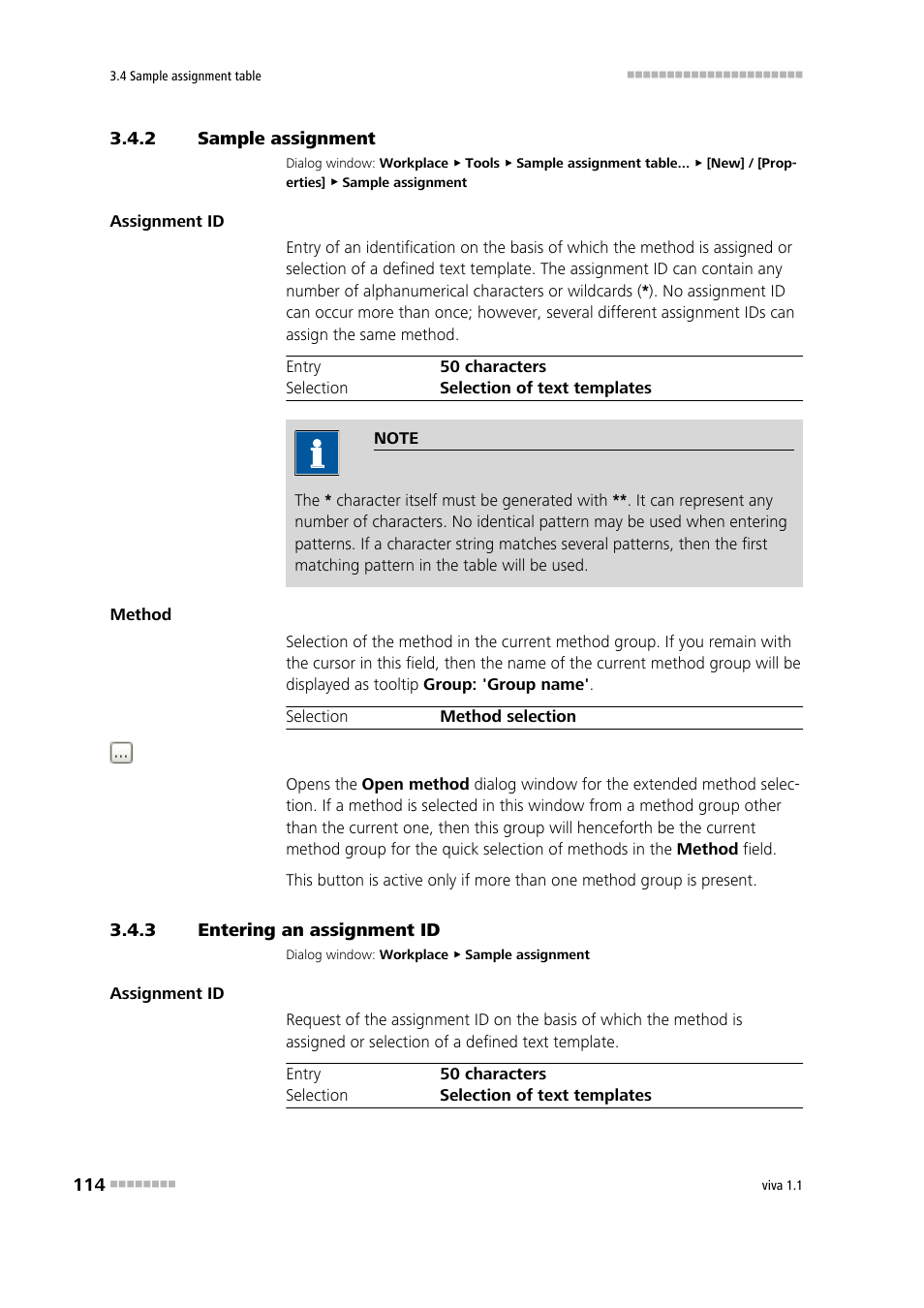 2 sample assignment, 3 entering an assignment id, Sample assignment | Entering an assignment id | Metrohm viva 1.1 User Manual | Page 126 / 1085