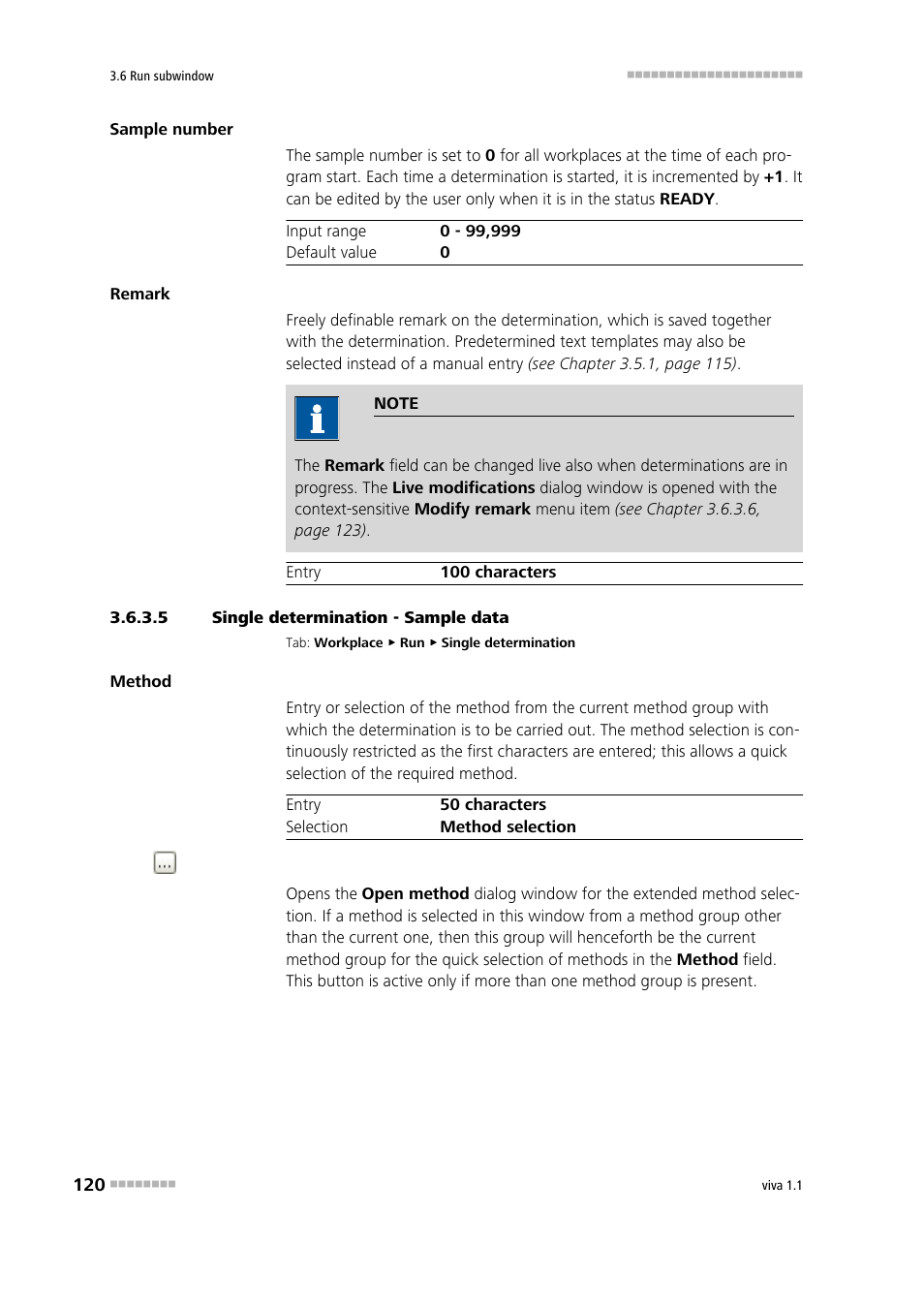 5 single determination - sample data, Entering sample data, Single determination - sample data | Metrohm viva 1.1 User Manual | Page 132 / 1085