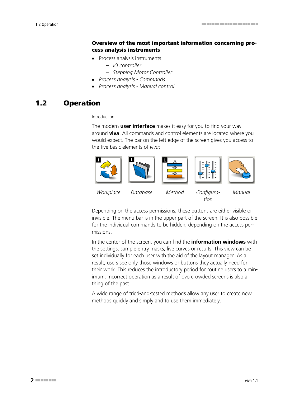 2 operation, Operation | Metrohm viva 1.1 User Manual | Page 14 / 1085