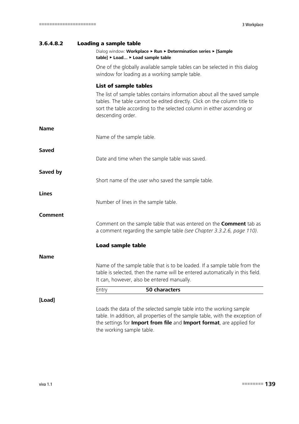 2 loading a sample table, Loading a sample table | Metrohm viva 1.1 User Manual | Page 151 / 1085