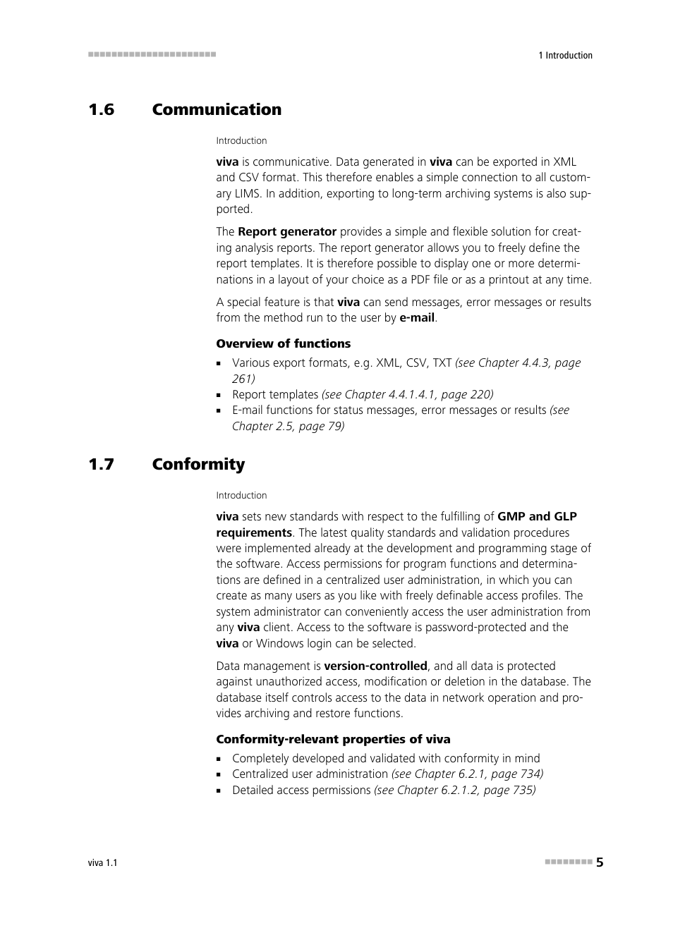 6 communication, 7 conformity, Communication | Conformity, Wide range of import and export functions | Metrohm viva 1.1 User Manual | Page 17 / 1085