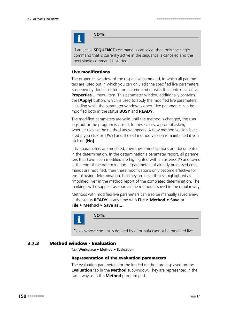 3 method window - evaluation, Method window - evaluation, Modifying parameters live | Metrohm viva 1.1 User Manual | Page 170 / 1085