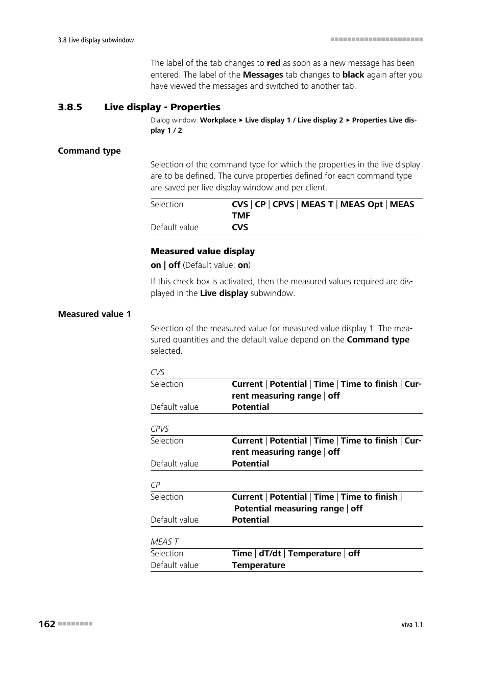 5 live display - properties, Live display - properties, Defining properties | Metrohm viva 1.1 User Manual | Page 174 / 1085