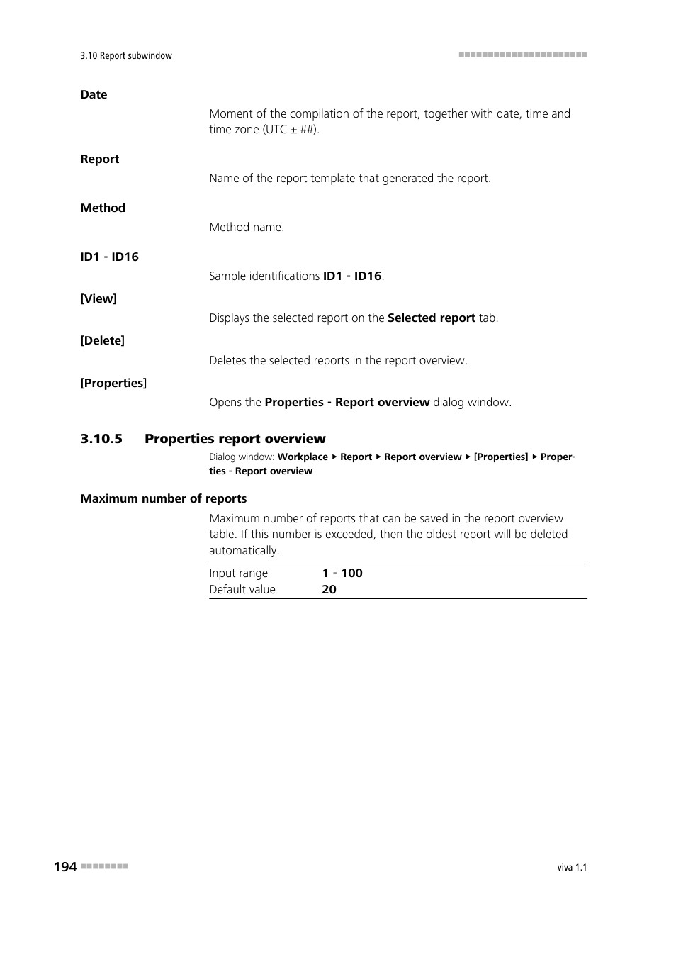 5 properties report overview, Properties report overview | Metrohm viva 1.1 User Manual | Page 206 / 1085