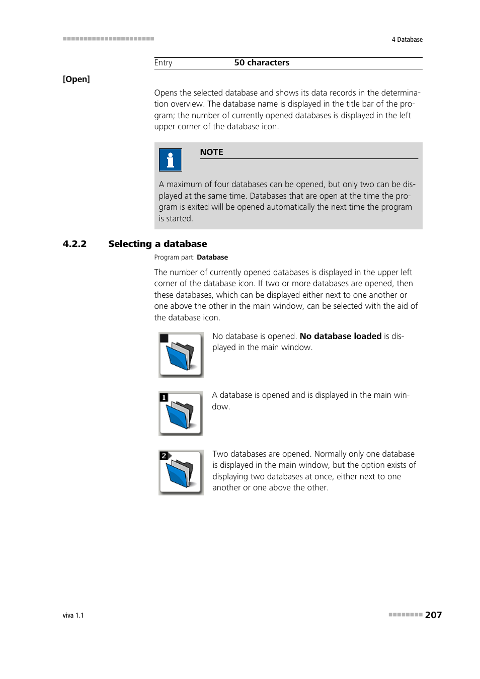 2 selecting a database, Selecting a database | Metrohm viva 1.1 User Manual | Page 219 / 1085