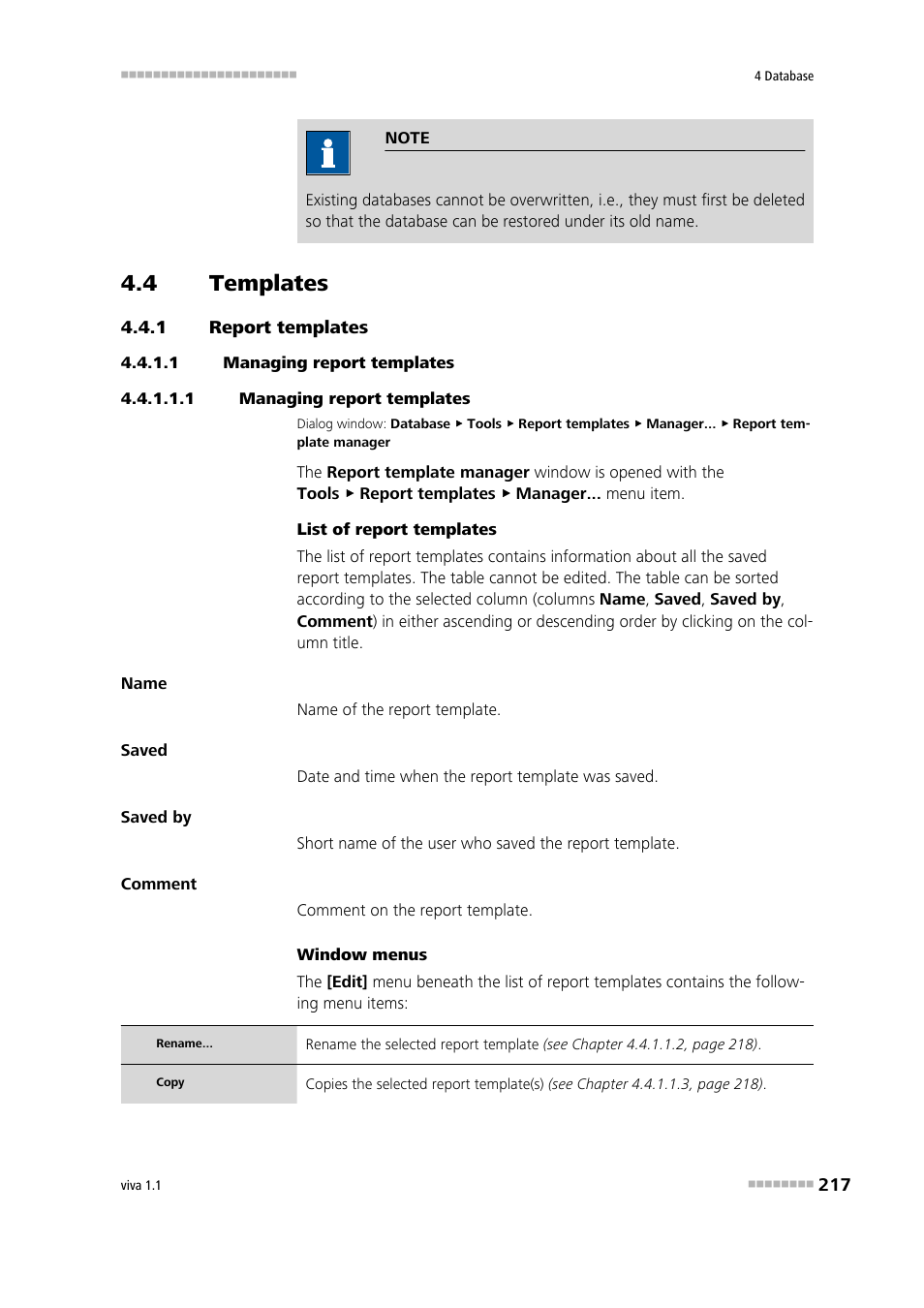 4 templates, 1 report templates, 1 managing report templates | Templates, Report templates | Metrohm viva 1.1 User Manual | Page 229 / 1085