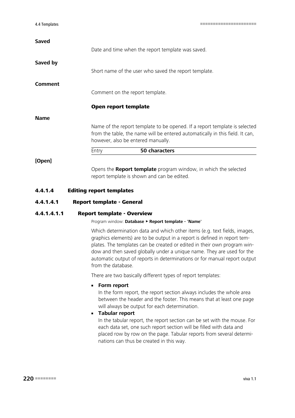 4 editing report templates, 1 report template - general, 1 report template - overview | Editing report templates | Metrohm viva 1.1 User Manual | Page 232 / 1085