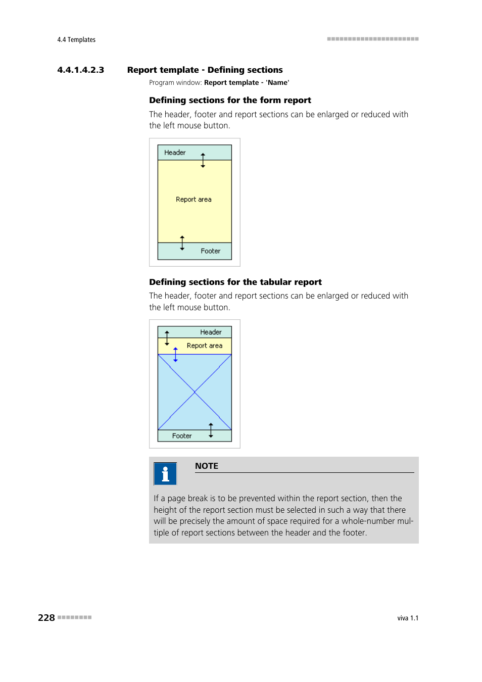 3 report template - defining sections, Defining sections in main window | Metrohm viva 1.1 User Manual | Page 240 / 1085