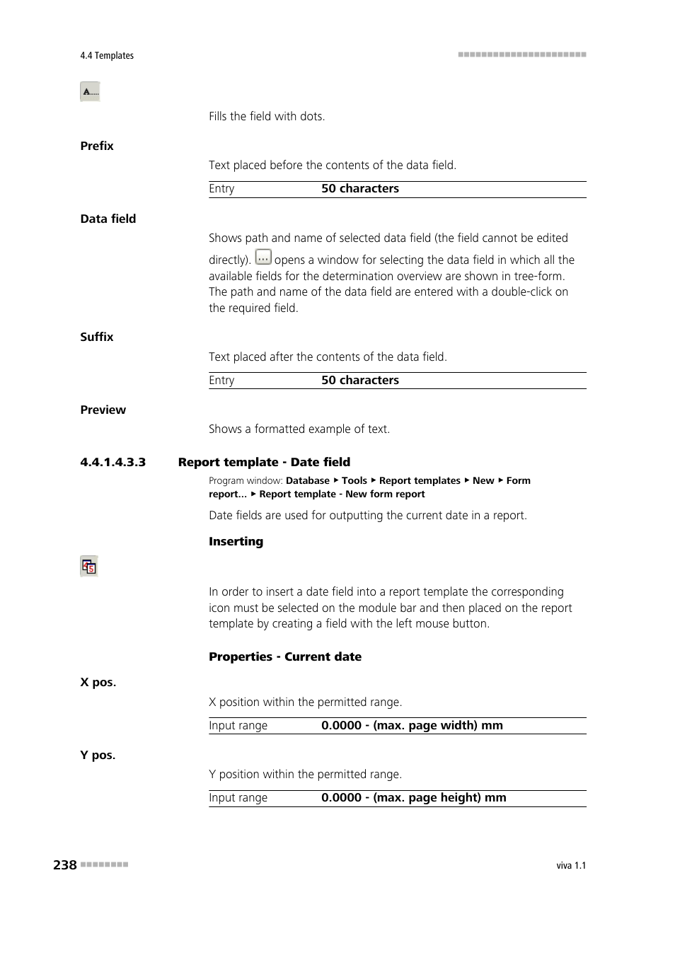 3 report template - date field, Date | Metrohm viva 1.1 User Manual | Page 250 / 1085