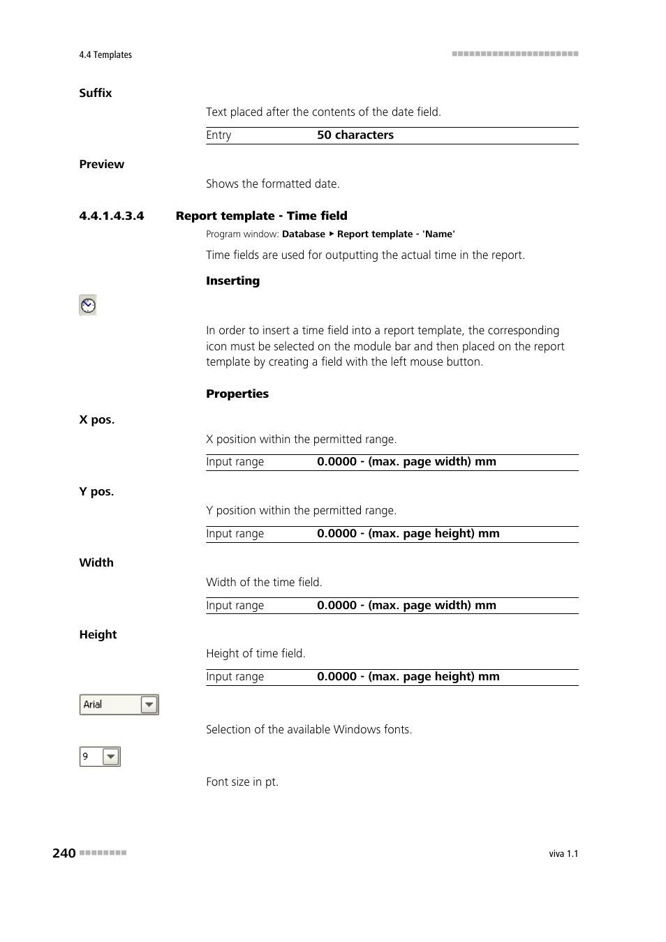 4 report template - time field, Time | Metrohm viva 1.1 User Manual | Page 252 / 1085