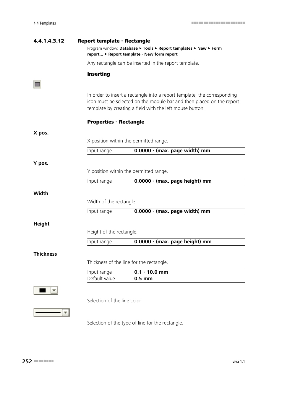 12 report template - rectangle, Rectangle, Rectan- gle | Metrohm viva 1.1 User Manual | Page 264 / 1085