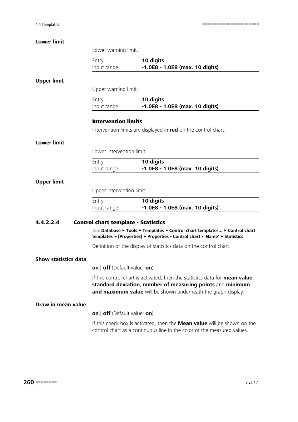 4 control chart template - statistics, Statistics | Metrohm viva 1.1 User Manual | Page 272 / 1085