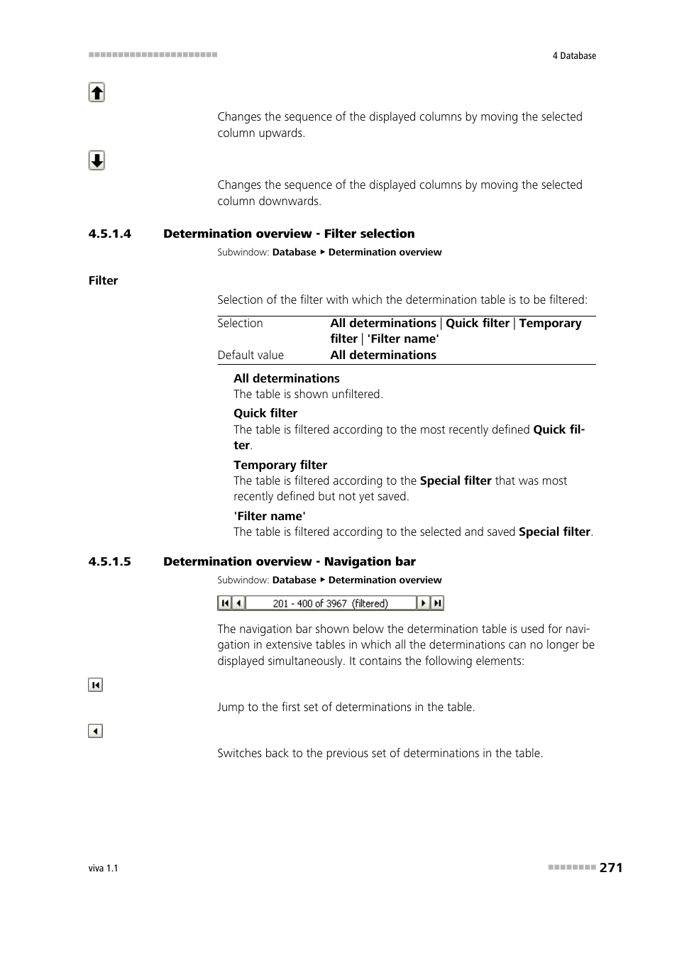 4 determination overview - filter selection, 5 determination overview - navigation bar | Metrohm viva 1.1 User Manual | Page 283 / 1085