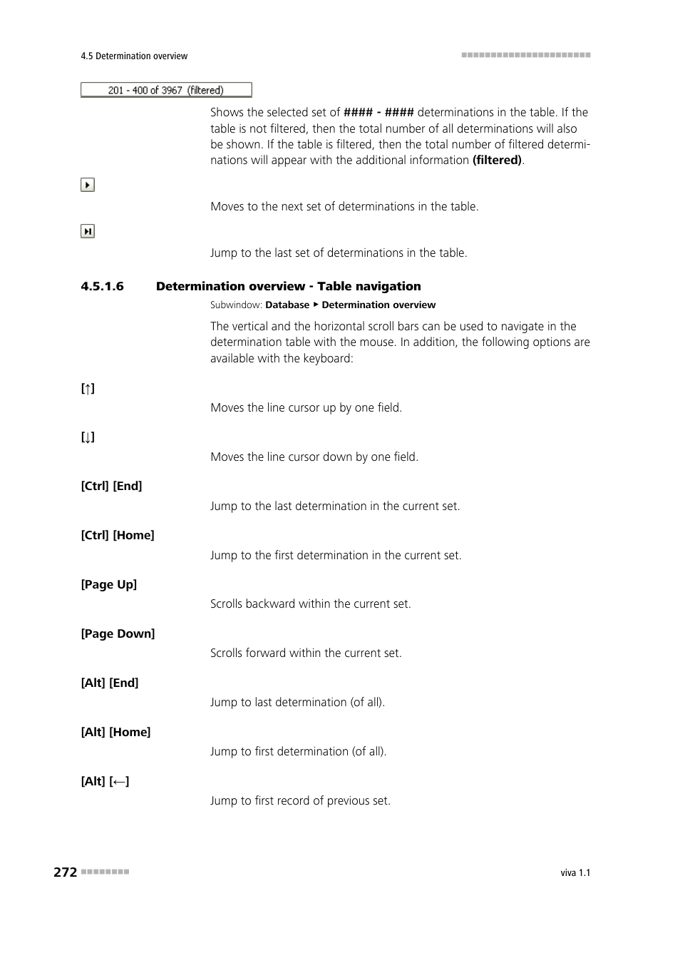 6 determination overview - table navigation | Metrohm viva 1.1 User Manual | Page 284 / 1085