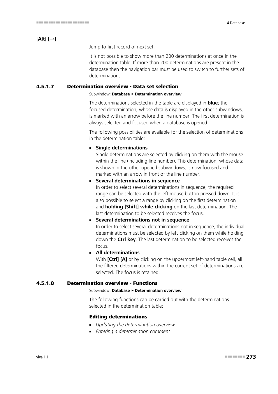 7 determination overview - data set selection, 8 determination overview - functions | Metrohm viva 1.1 User Manual | Page 285 / 1085