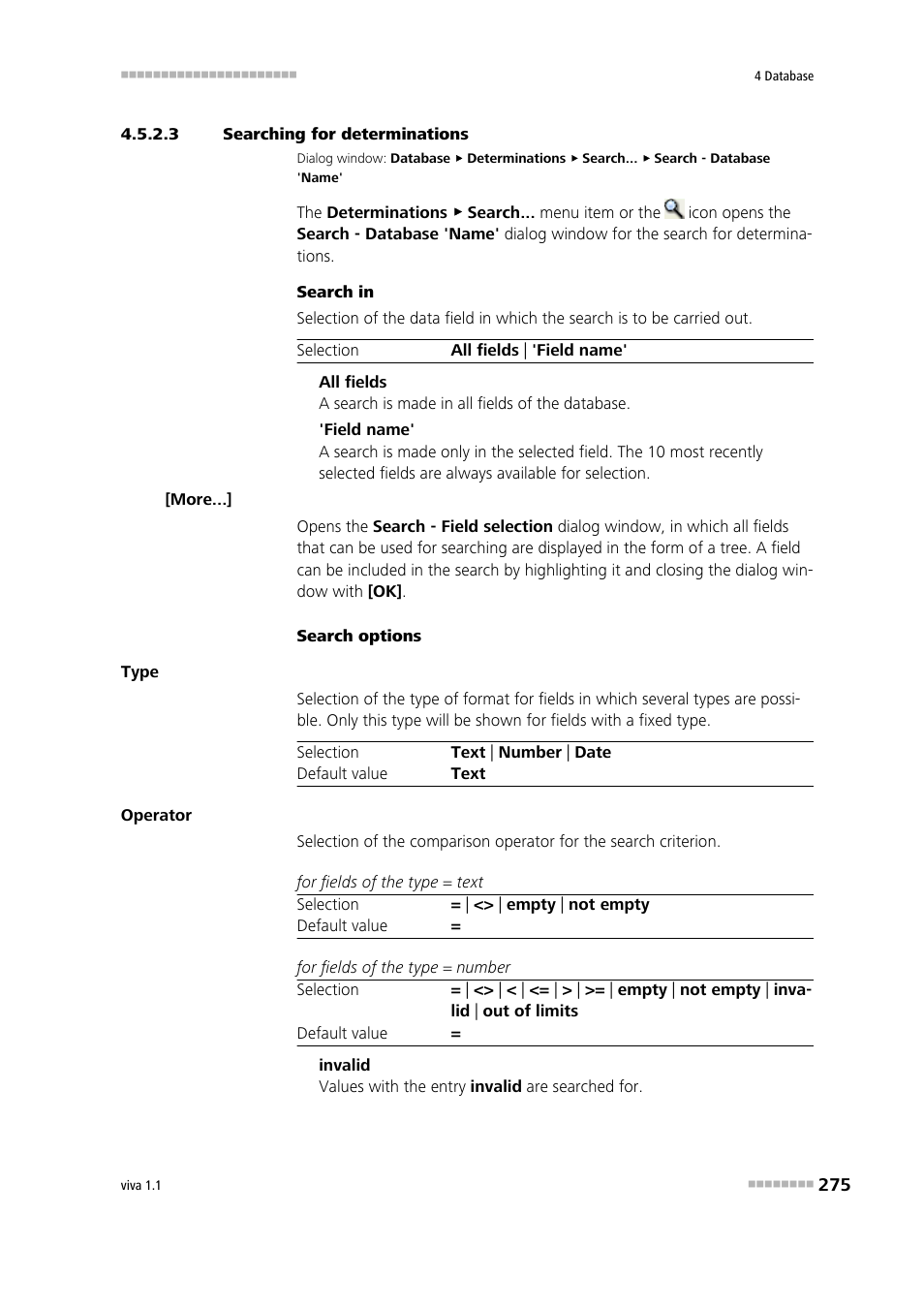 3 searching for determinations, Searching determinations | Metrohm viva 1.1 User Manual | Page 287 / 1085