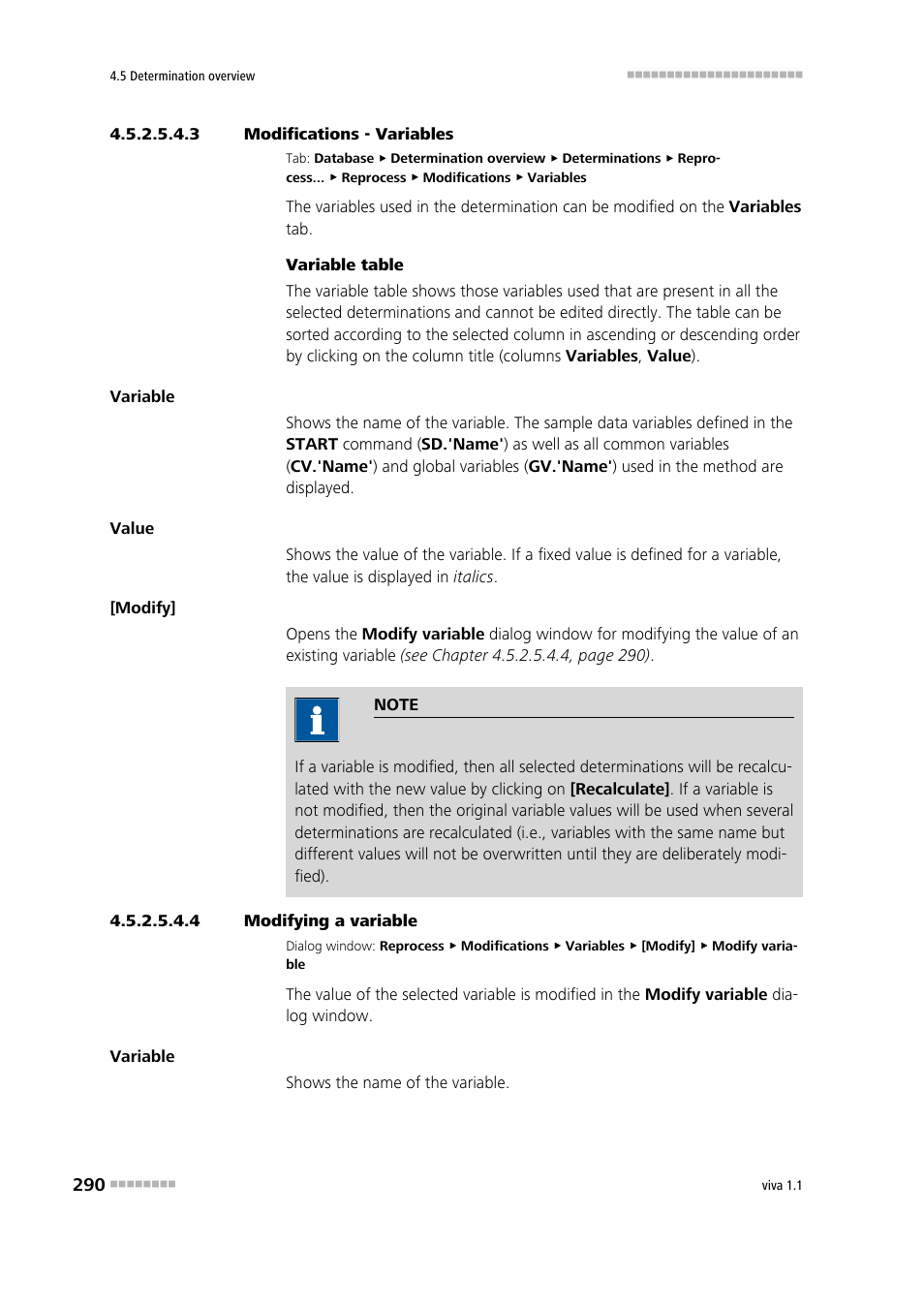 3 modifications - variables, 4 modifying a variable | Metrohm viva 1.1 User Manual | Page 302 / 1085