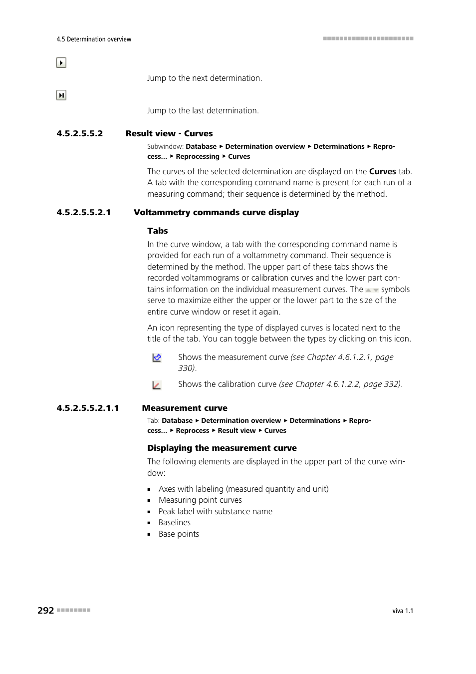 2 result view - curves, 1 voltammetry commands curve display, 1 measurement curve | Curves | Metrohm viva 1.1 User Manual | Page 304 / 1085