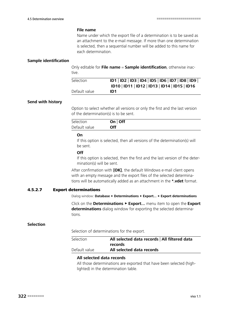 7 export determinations, Exporting determinations | Metrohm viva 1.1 User Manual | Page 334 / 1085