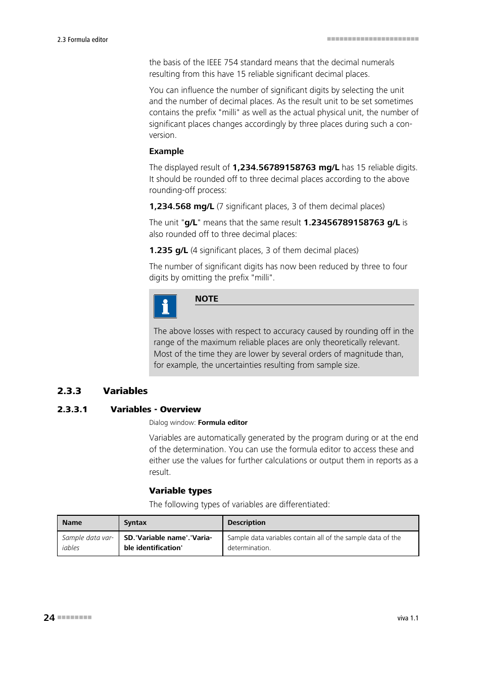 3 variables, 1 variables - overview, Variables | Metrohm viva 1.1 User Manual | Page 36 / 1085